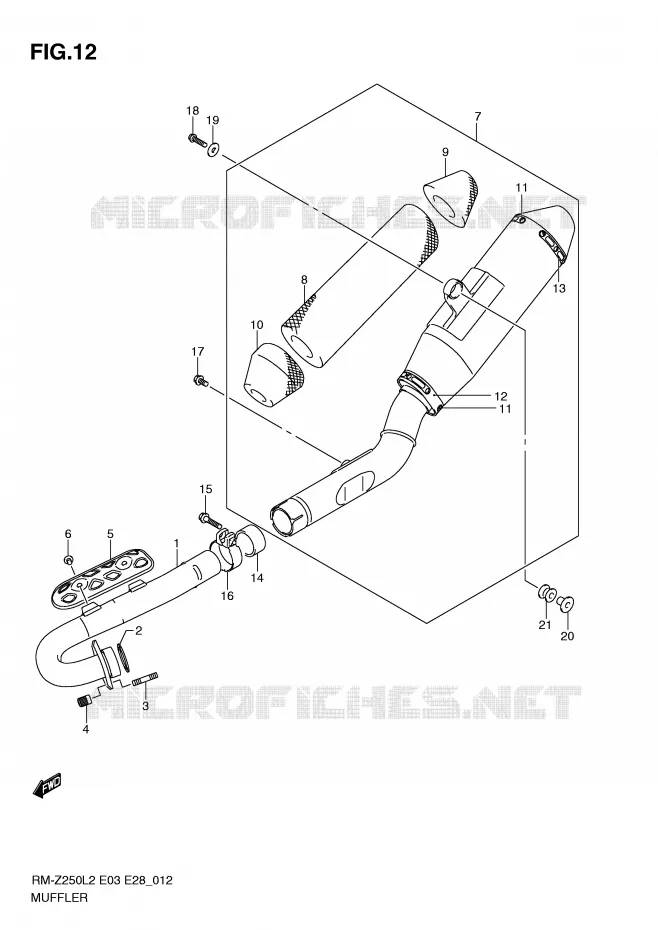 SILENCIEUX Suzuki MOTO 250 RM-Z 2012  RM-Z250L2(E03)