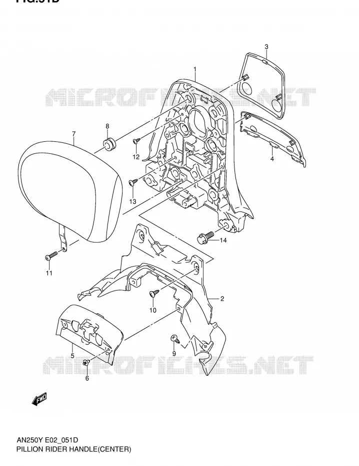 SUPPORT DOSSERET (CENTER)(MODELE K1) Suzuki SCOOTER 250 BURGMAN 2000  AN250RY(E2)