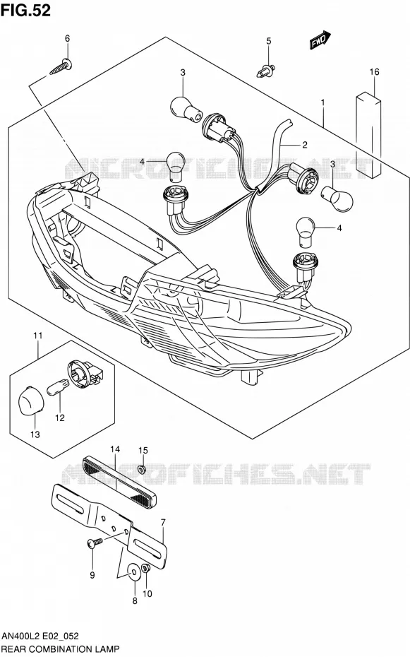 ENSEMBLE FEU ARRIERE Suzuki SCOOTER 400 BURGMAN 2012  AN400AL2(E19,E24)