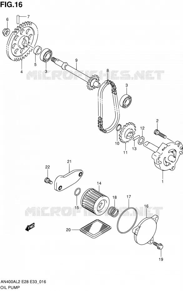 POMPE A HUILE Suzuki SCOOTER 400 BURGMAN 2012  AN400AL2/AN400ZAL2(E03,E28,E33)