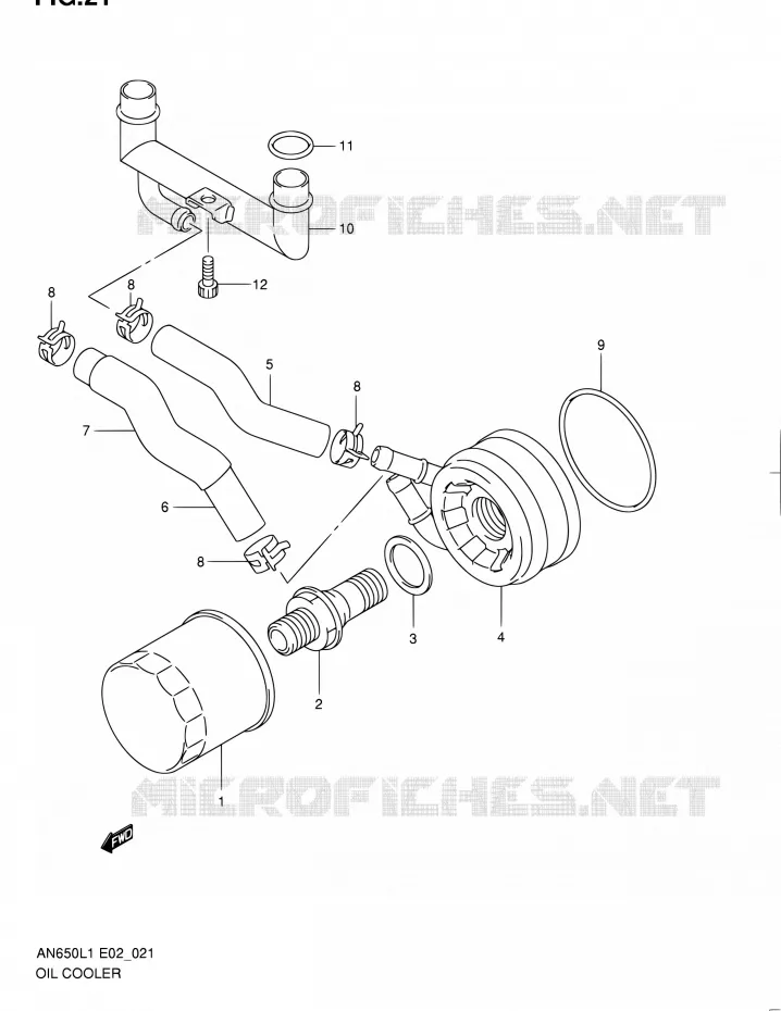 RADIATEUR D'HUILE Suzuki SCOOTER 650 BURGMAN 2011  AN650L1(E19)
