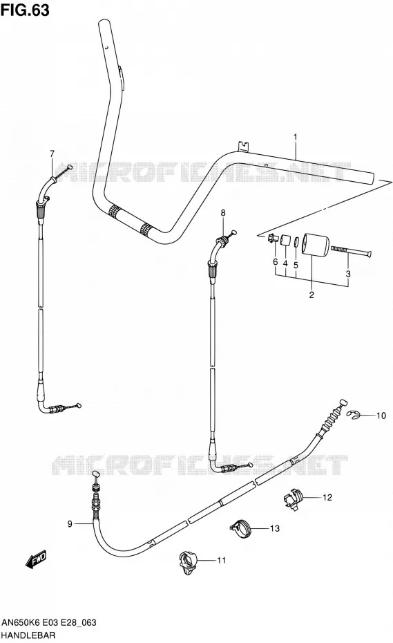 GUIDON (MODEL K6/K7/K8) Suzuki SCOOTER 650 BURGMAN 2007  AN650A K7 (E03,E28,E33)