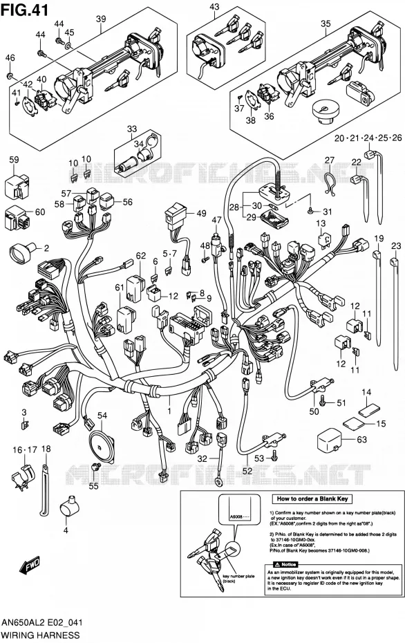 FAISCEAU ELECTRIQUE (AN650AL2 E19) Suzuki SCOOTER 650 BURGMAN 2012  AN650AL2(E02)