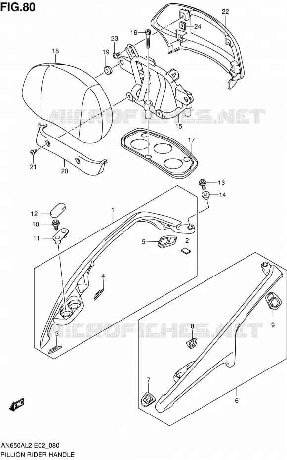 SUPPORT DOSSERET Suzuki SCOOTER 650 BURGMAN 2012  AN650AL2(E19)