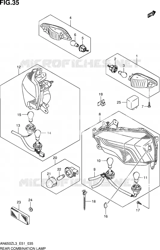 ENSEMBLE FEU ARRIERE Suzuki SCOOTER 650 BURGMAN 2013  AN650Z L3 (E51)