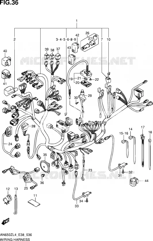 FAISCEAU ELECTRIQUE Suzuki SCOOTER 650 BURGMAN 2014  AN650Z L4 (E38)