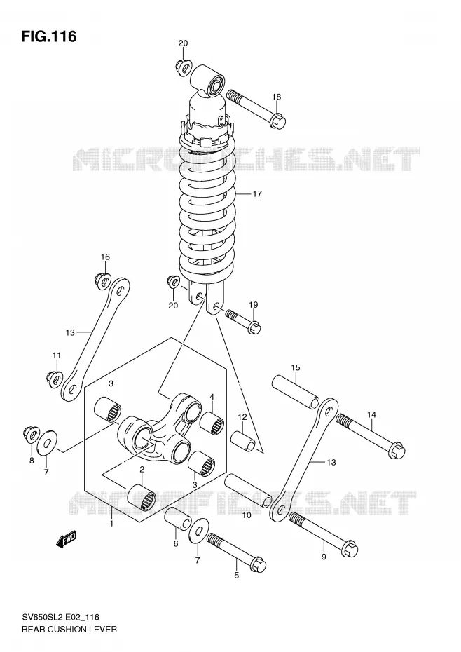 BIELLETTE DE SUSPENSION ARRIERE (SV650SUL2 E24) Suzuki MOTO 650 SV 2012  SV650SAL2(E02)