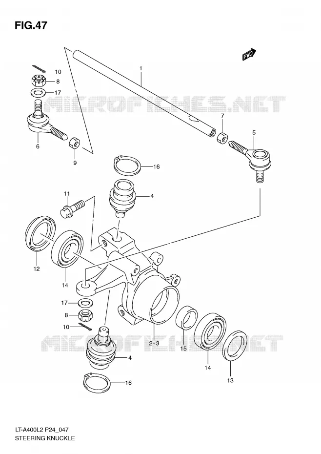 BIELLETTES DE DIRECTION - MOYEU Suzuki QUAD 400 KINGQUAD 2012  LT-A400L2(P24)
