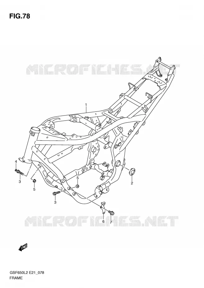 CADRE (GSF650AL2 E21) Suzuki MOTO 650 BANDIT 2012  GSF650SAL2(E21)