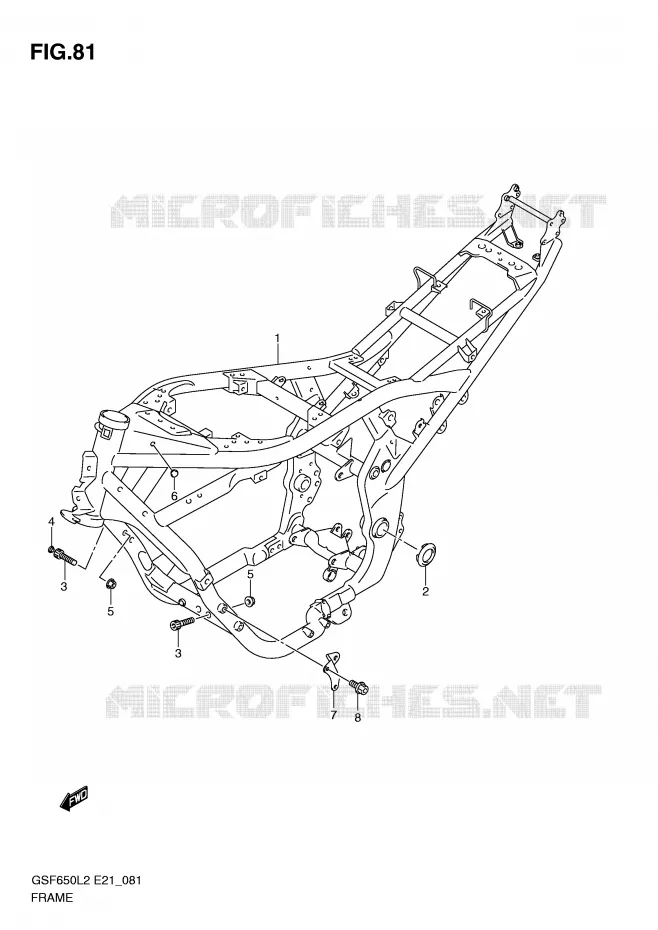 CADRE (GSF650SUL2 E21) Suzuki MOTO 650 BANDIT 2013  GSF650SAL2(E21)