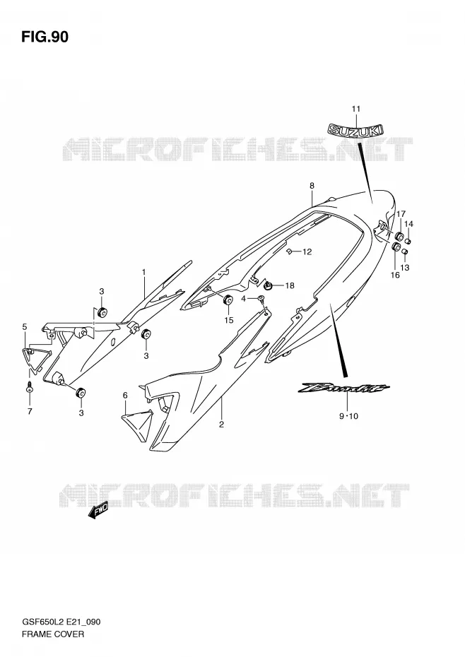 CARENAGES (GSF650UAL2 E21) Suzuki MOTO 650 BANDIT 2012  GSF650SL2(E21)