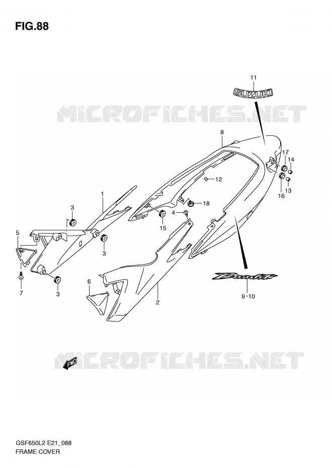CARENAGES (GSF650UL2 E21) Suzuki MOTO 650 BANDIT 2012  GSF650SUL2(E21)