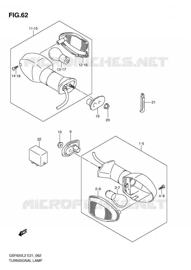 CLIGNOTANTS (GSF650SL2 E21) Suzuki MOTO 650 BANDIT 2014  GSF650SAL2(E21)