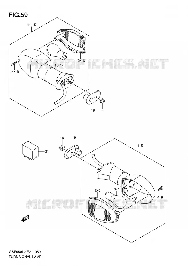 CLIGNOTANTS (GSF650UL2 E21) Suzuki MOTO 650 BANDIT 2012  GSF650SL2(E21)