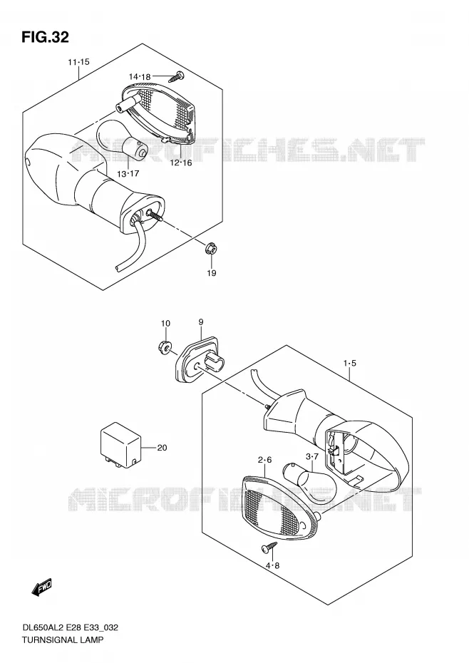 CLIGNOTANTS Suzuki MOTO 650 V-STROM 2012  DL650AL2(E28)