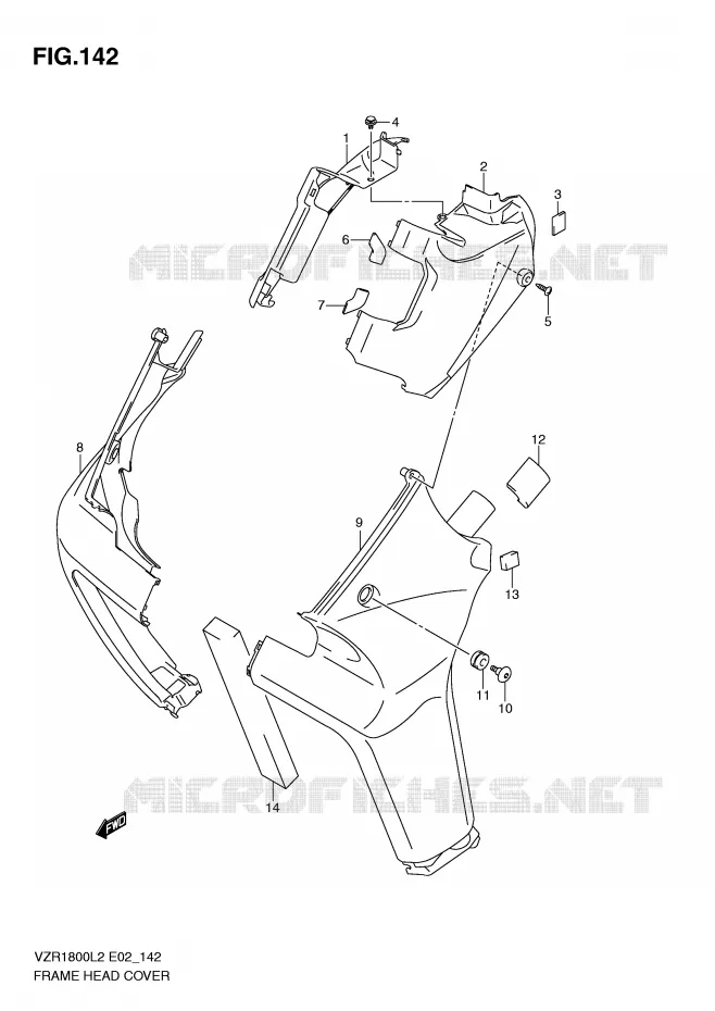 COUVERCLES DE CADRE AVANT (VZR1800ZL2 E19) Suzuki MOTO 1800 INTRUDER 2012  VZR1800ZL2(E02)