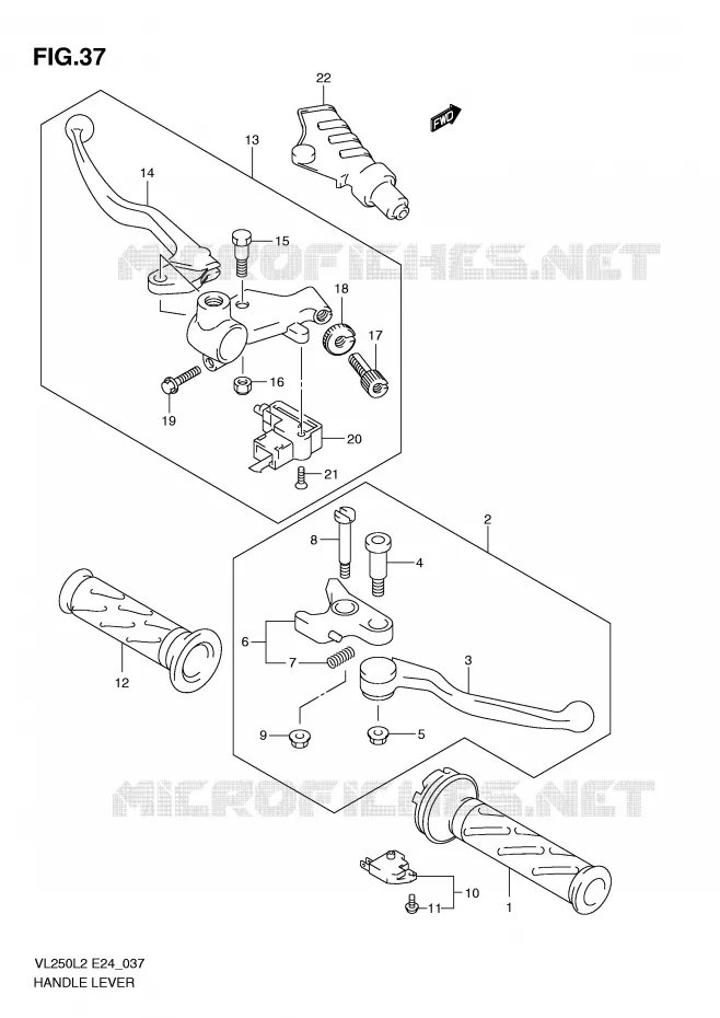 ENSEMBLE LEVIERS - POIGNEES Suzuki MOTO 250 INTRUDER 2012  VL250L2(E24)