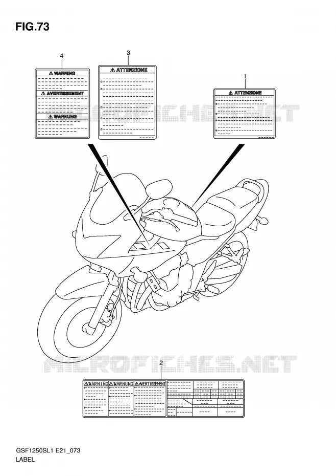 ETIQUETTE (GSF1250SL1 E24) Suzuki MOTO 1250 BANDIT 2011  GSF1250SL1(E21)