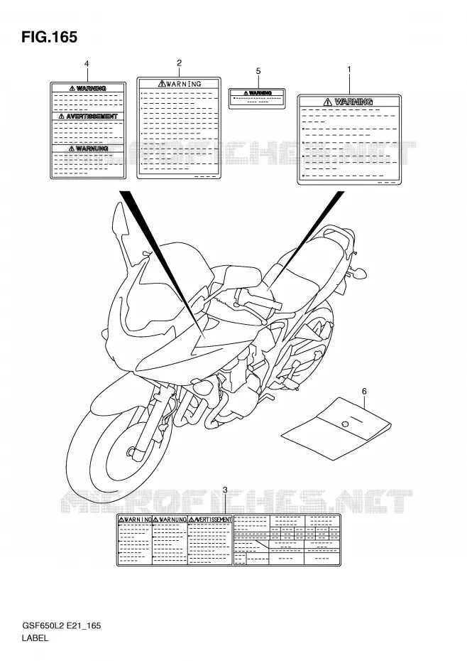 ETIQUETTE (GSF650SAL2 E21) Suzuki MOTO 650 BANDIT 2015  GSF650SAL2(E21)