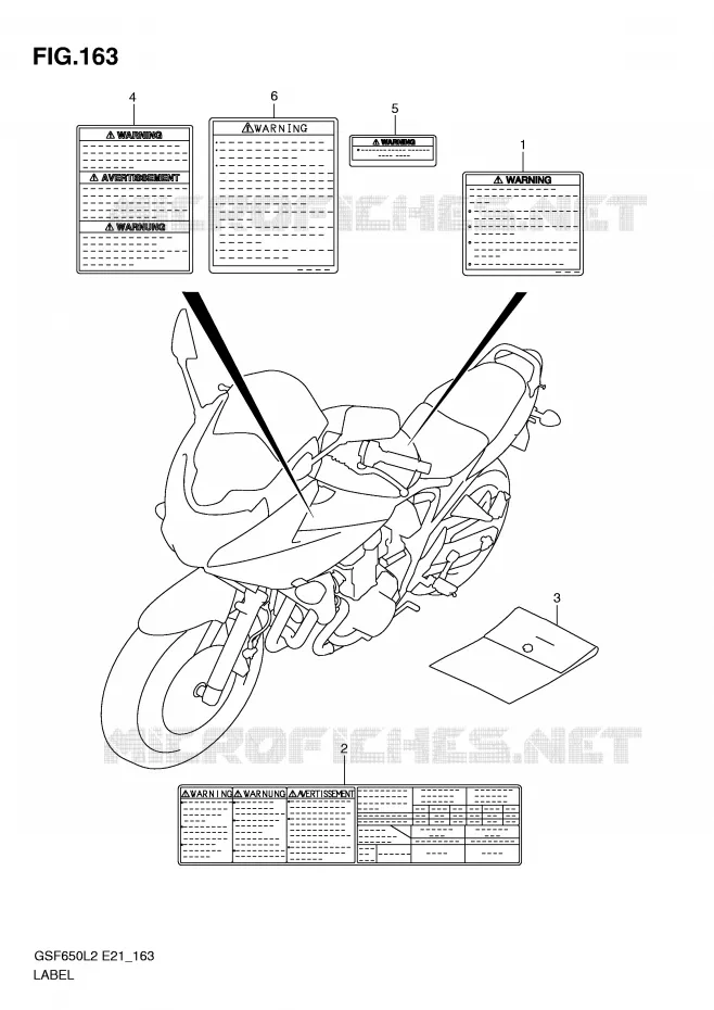 ETIQUETTE (GSF650SL2 E21) Suzuki MOTO 650 BANDIT 2012  GSF650SL2(E21)