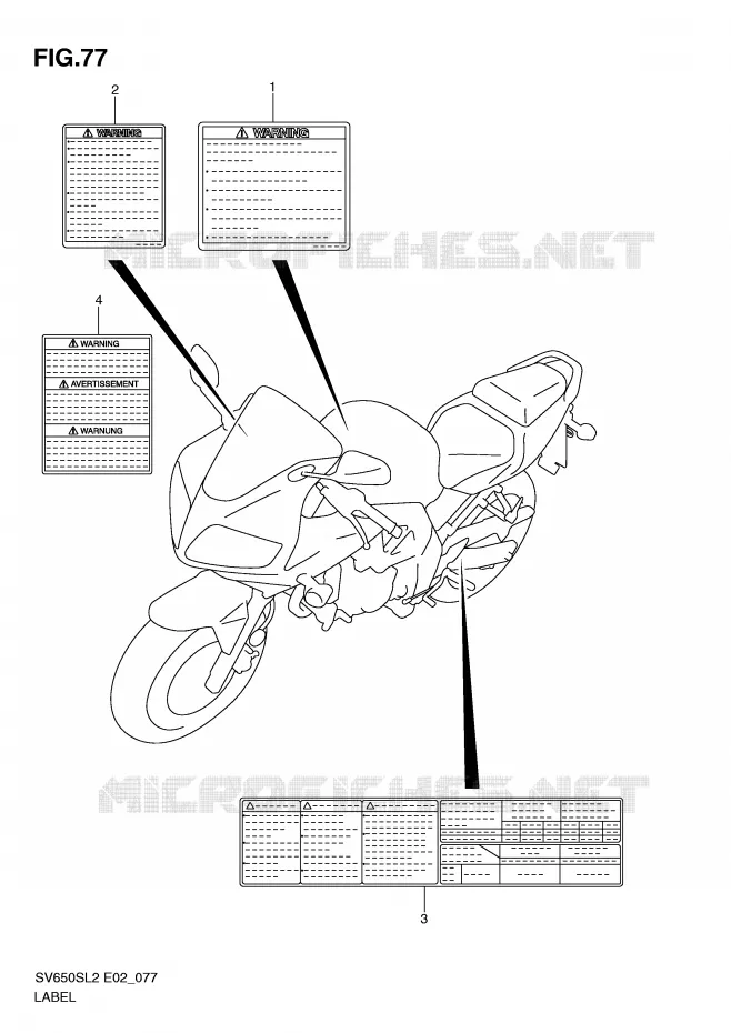 ETIQUETTE (SV650SL2 E24) Suzuki MOTO 650 SV 2012  SV650SL2(E02)