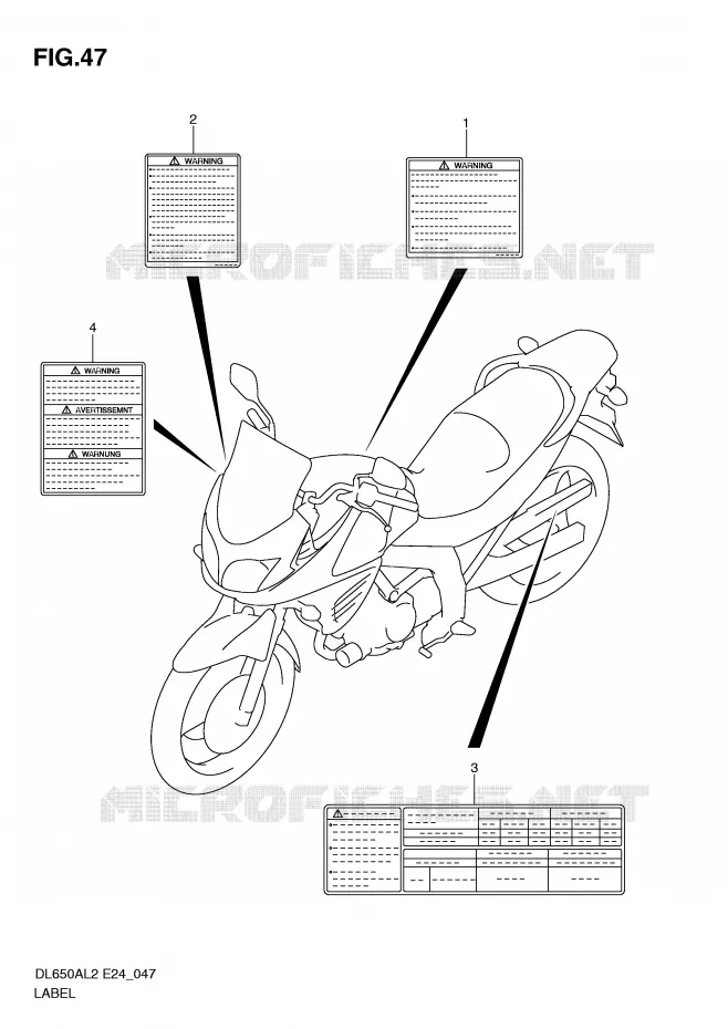 ETIQUETTE Suzuki MOTO 650 V-STROM 2012  DL650AL2(E24)