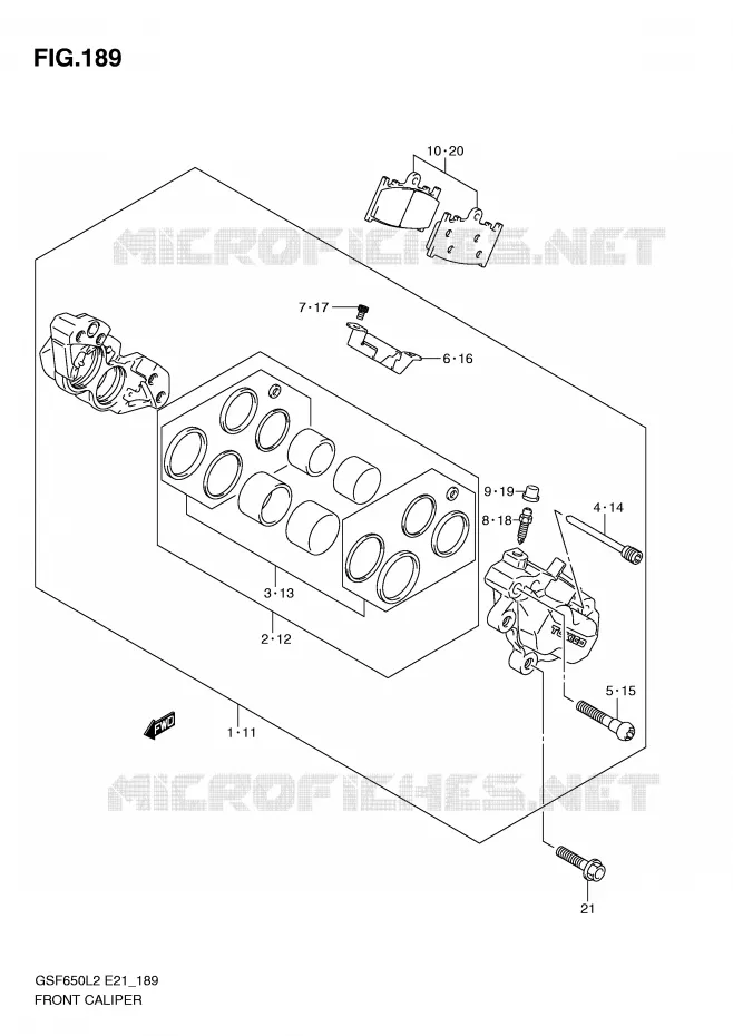 ETRIER DE FREIN AVANT (GSF650L2 E21) Suzuki MOTO 650 BANDIT 2013  GSF650SAL2(E21)