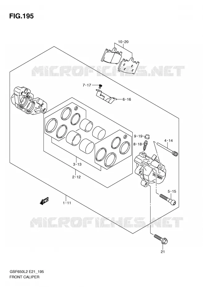 ETRIER DE FREIN AVANT (GSF650SAL2 E21) Suzuki MOTO 650 BANDIT 2012  GSF650SL2(E21)