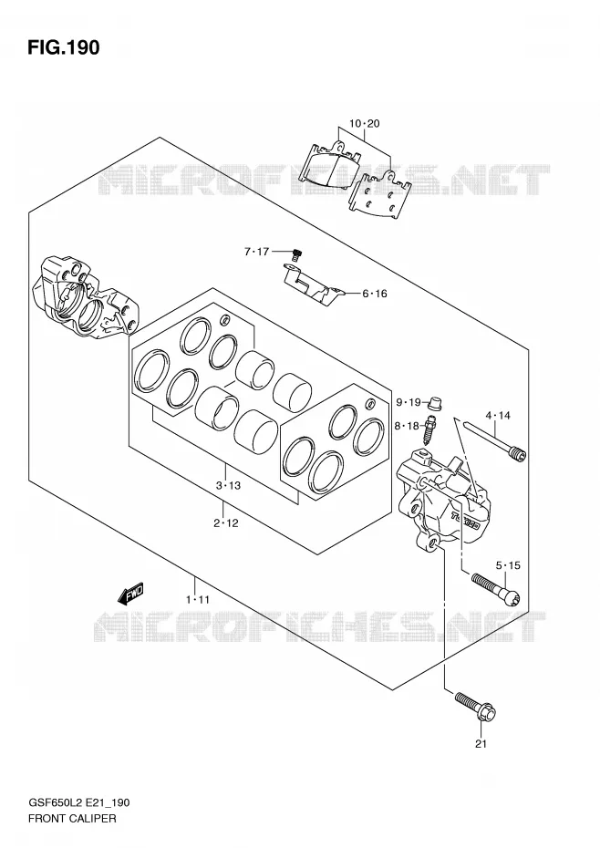 ETRIER DE FREIN AVANT (GSF650UL2 E21) Suzuki MOTO 650 BANDIT 2016  GSF650SAL2(E21)