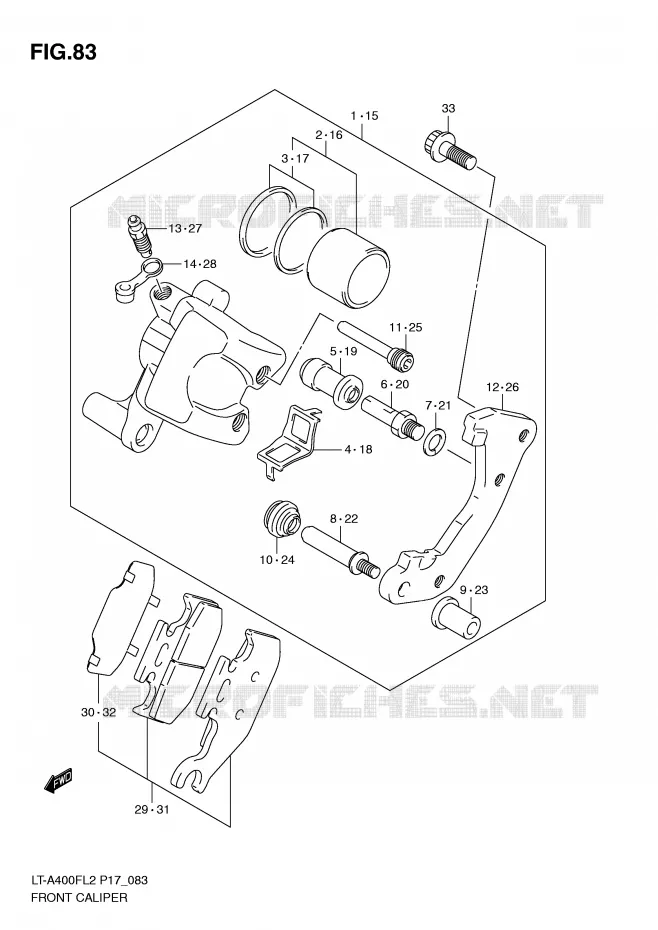ETRIER DE FREIN AVANT Suzuki QUAD 400 KINGQUAD 2012  LT-F400FL2(P17)