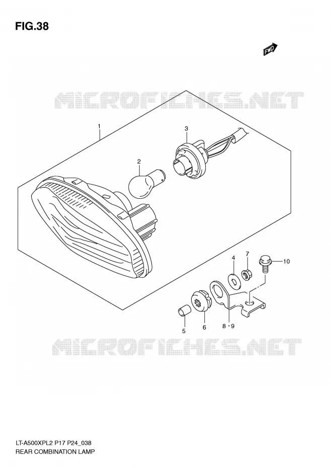 FEU ARRIERE (LT-A500XPL2 P24) Suzuki QUAD 500 KINGQUAD 2012  LT-A500XPZL2(P17)
