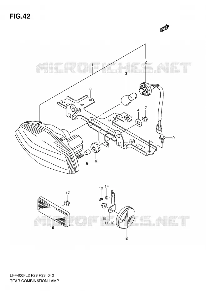 FEU ARRIERE (LT-F400FL2 P28) Suzuki QUAD 400 KINGQUAD 2012  LT-F400FZL2(P28)