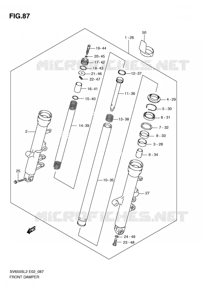 FOURCHE (SV650SUL2 E24) Suzuki MOTO 650 SV 2012  SV650SL2(E02)