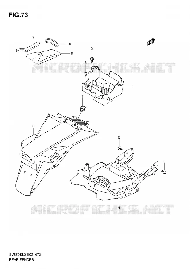 GARDE BOUE ARRIERE (SV650SAL2 E24) Suzuki MOTO 650 SV 2012  SV650SUL2(E02)