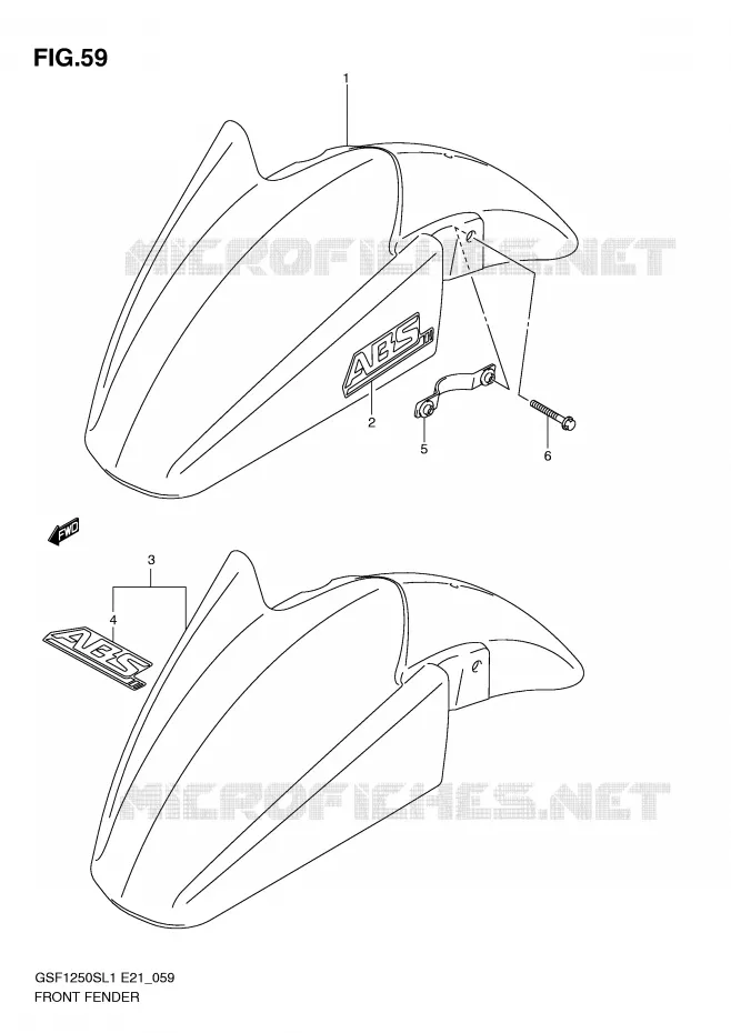 GARDE BOUE AVANT (GSF1250SAL1 E21) Suzuki MOTO 1250 BANDIT 2011  GSF1250SAL1(E21)