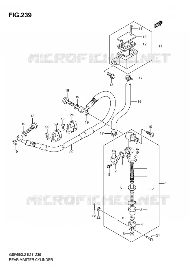 MAITRE CYLINDRE DE FREIN ARRIERE (GSF650L2 E21) Suzuki MOTO 650 BANDIT 2016  GSF650SAL2(E21)