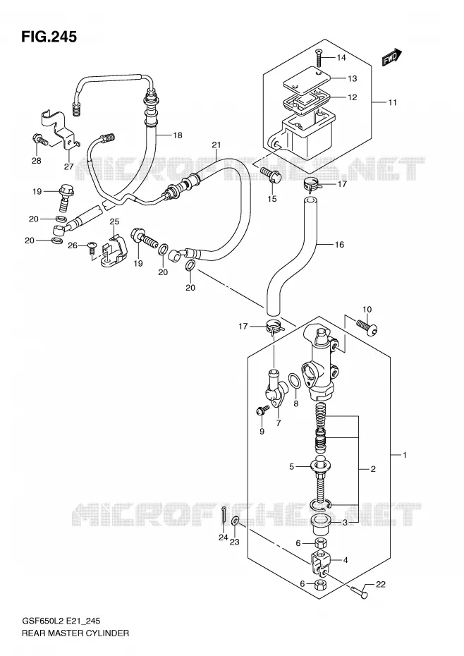 MAITRE CYLINDRE DE FREIN ARRIERE (GSF650SAL2 E21) Suzuki MOTO 650 BANDIT 2012  GSF650SAL2(E21)