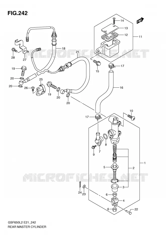 MAITRE CYLINDRE DE FREIN ARRIERE (GSF650UAL2 E21) Suzuki MOTO 650 BANDIT 2012  GSF650AL2(E21)