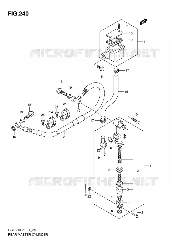 MAITRE CYLINDRE DE FREIN ARRIERE (GSF650UL2 E21) Suzuki MOTO 650 BANDIT 2014  GSF650SAL2(E21)