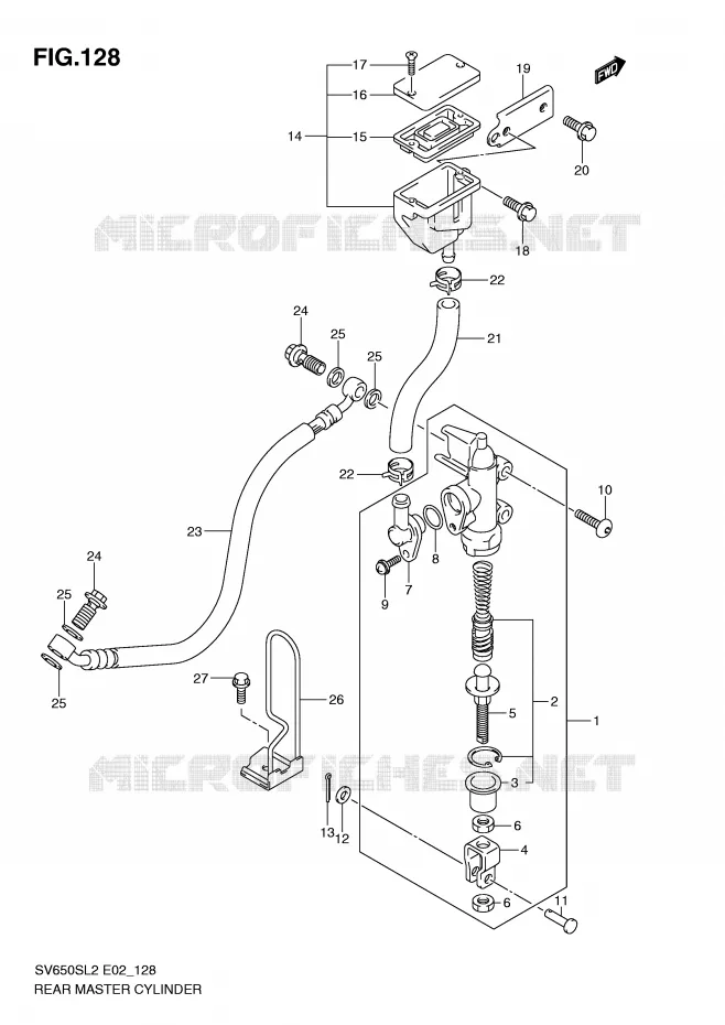 MAITRE CYLINDRE DE FREIN ARRIERE (SV650SUL2 E24) Suzuki MOTO 650 SV 2012  SV650SAL2(E02)