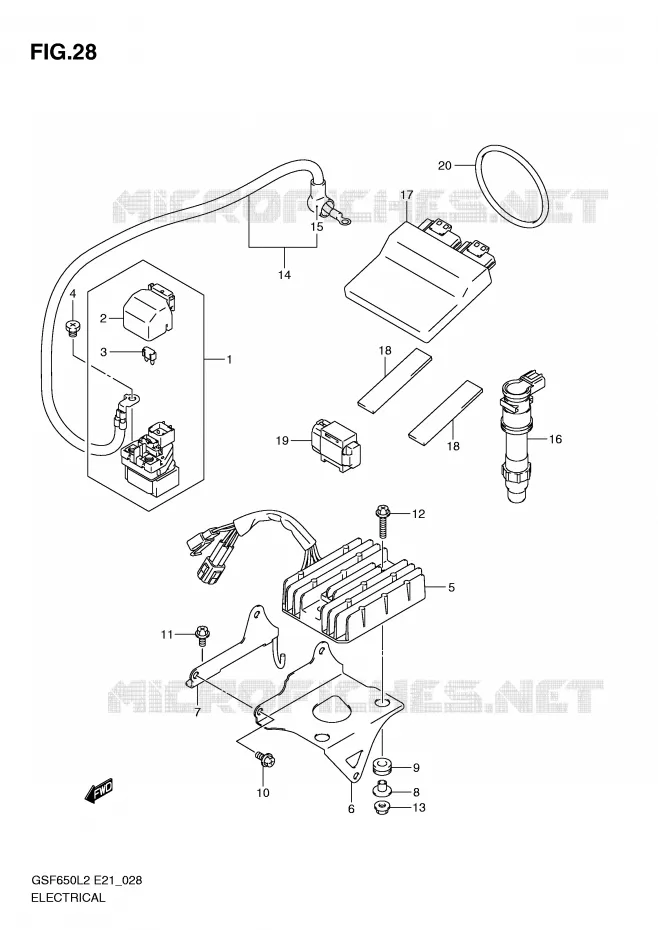 PARTIE ELECTRIQUE (GSF650AL2 E21) Suzuki MOTO 650 BANDIT 2014  GSF650SAL2(E21)