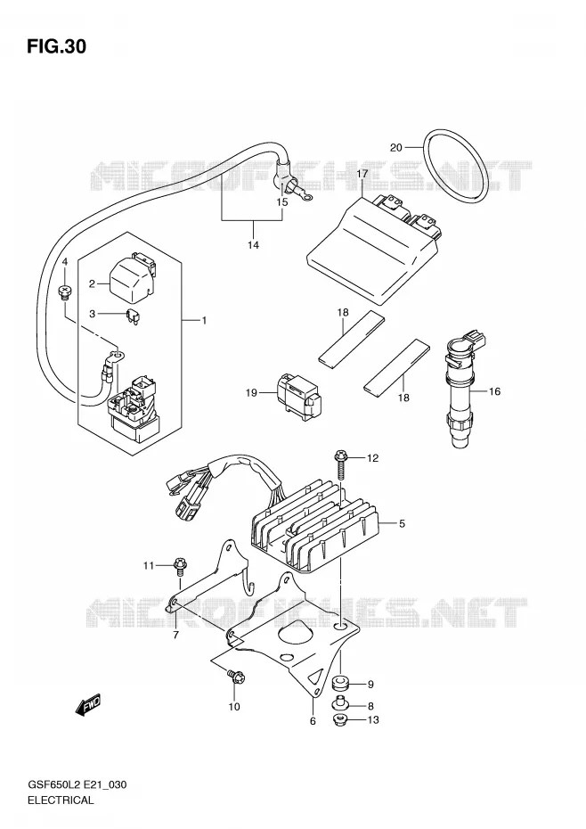 PARTIE ELECTRIQUE (GSF650SL2 E21) Suzuki MOTO 650 BANDIT 2012  GSF650SL2(E21)