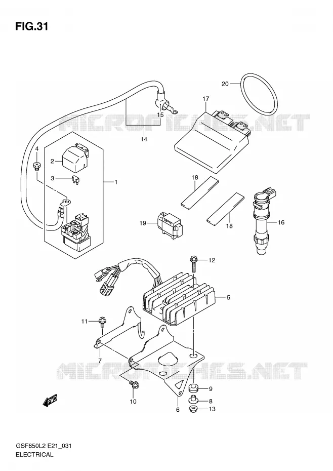PARTIE ELECTRIQUE (GSF650SUL2 E21) Suzuki MOTO 650 BANDIT 2012  GSF650SUAL2(E21)