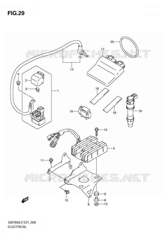 PARTIE ELECTRIQUE (GSF650UAL2 E21) Suzuki MOTO 650 BANDIT 2012  GSF650AL2(E21)