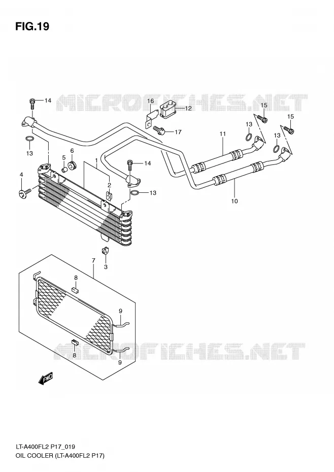 RADIATEUR D'HUILE (LT-A400FL2 P17) Suzuki QUAD 400 KINGQUAD 2012  LT-F400FZL2(P17)