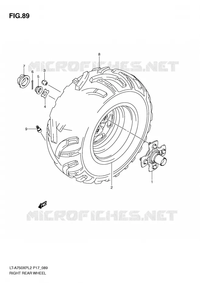 ROUE ARRIERE DROITE (LT-A750XPZL2 P17) Suzuki QUAD 750 KINGQUAD 2012  LT-A750XPL2(P17)