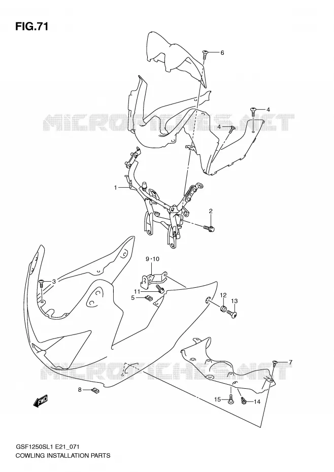 SUPPORTS / FIXATIONS CARENAGES Suzuki MOTO 1250 BANDIT 2012  GSF1250SAL1(E21)