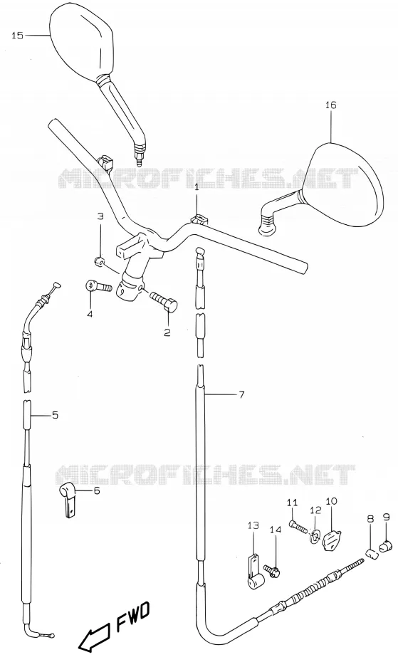 GUIDON (MODELE V/W  AND MODELE AY50 X/Y/K1) Suzuki SCOOTER 50 KATANA 2001  AY50WRYK1