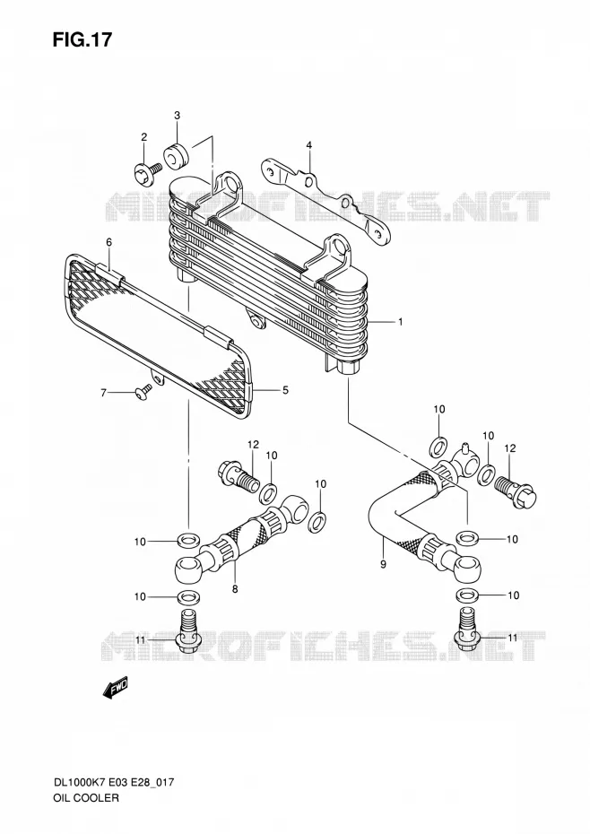 RADIATEUR D'HUILE Suzuki MOTO 1000 V-STROM 2007  DL1000 K7 (E03,E28,E33)