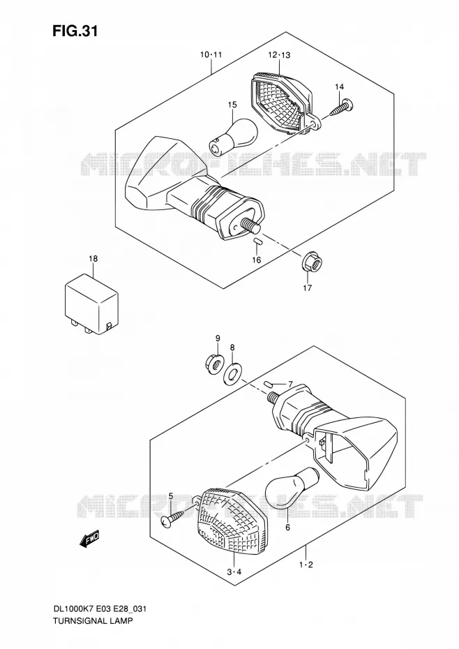 CLIGNOTANTS Suzuki MOTO 1000 V-STROM 2010  DL1000 L0 (E03,E28,E33)
